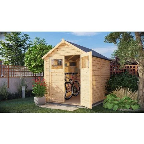 ALPHOLZ Cabane à Outils Alisha Naturel , 14 Mm Épaisseur De Paroi 202 X 131 Cm - Sans Traitement De Couleur 3 ALPHOLZ Cabane à Outils Alisha Naturel , 14 Mm Épaisseur De Paroi 202 X 131 Cm - Sans Traitement De Couleur