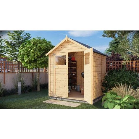 ALPHOLZ Cabane à Outils Alisha Naturel , 14 Mm Épaisseur De Paroi 202 X 131 Cm - Sans Traitement De Couleur 4 ALPHOLZ Cabane à Outils Alisha Naturel , 14 Mm Épaisseur De Paroi 202 X 131 Cm - Sans Traitement De Couleur – Image 2