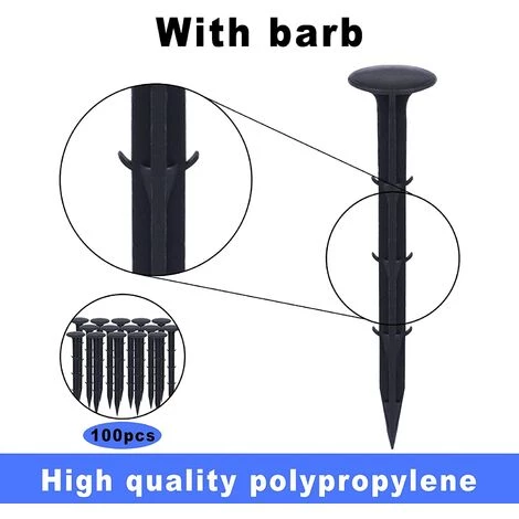 OSQI Piquets De Fixation De Jardin En Plastique, Piquets De Jardin Pour Fixer La Protection Contre Les Mauvaises Herbes En Tissu (100 Pièces, Noir) 5 OSQI Piquets De Fixation De Jardin En Plastique, Piquets De Jardin Pour Fixer La Protection Contre Les Mauvaises Herbes En Tissu (100 Pièces, Noir) – Image 3