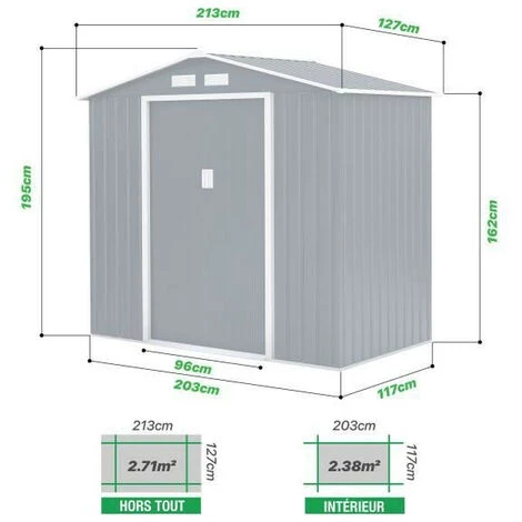 AUTRES Abri De Jardin En Métal 2,7 M2 - Kit D'ancrage Inclus - Gris Anthracite 6 AUTRES Abri De Jardin En Métal 2,7 M2 - Kit D'ancrage Inclus - Gris Anthracite – Image 4
