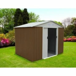 GARDIUN Abri De Jardin En Métal Cambridge - 4,72 M² Ext. 181x261x198 Cm Acier Galvanisé Marron -France Abri de jardin Soldes Boutique 6616892 2