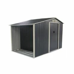 GARDIUN Abri De Jardin En Métal Ontario Avec Range Bûches- 5,31 M² Ext. 191x278x195 Cm Acier Galvanisé Gris Anthracite