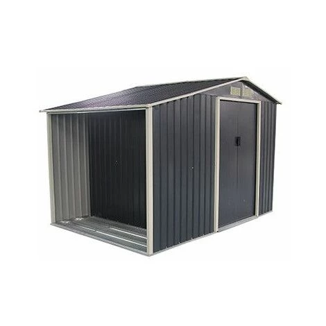 GARDIUN Abri De Jardin En Métal Ontario Avec Range Bûches- 5,31 M² Ext. 191x278x195 Cm Acier Galvanisé Gris Anthracite 3 GARDIUN Abri De Jardin En Métal Ontario Avec Range Bûches- 5,31 M² Ext. 191x278x195 Cm Acier Galvanisé Gris Anthracite