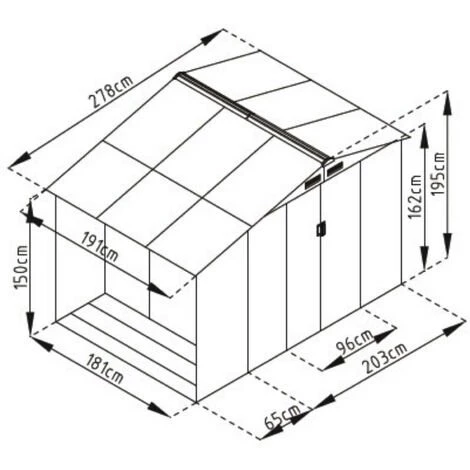 GARDIUN Abri De Jardin En Métal Ontario Avec Range Bûches- 5,31 M² Ext. 191x278x195 Cm Acier Galvanisé Gris Anthracite 6 GARDIUN Abri De Jardin En Métal Ontario Avec Range Bûches- 5,31 M² Ext. 191x278x195 Cm Acier Galvanisé Gris Anthracite – Image 4