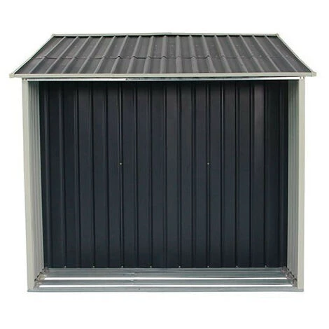 GARDIUN Abri De Jardin En Métal Ontario Avec Range Bûches- 5,31 M² Ext. 191x278x195 Cm Acier Galvanisé Gris Anthracite 7 GARDIUN Abri De Jardin En Métal Ontario Avec Range Bûches- 5,31 M² Ext. 191x278x195 Cm Acier Galvanisé Gris Anthracite – Image 5