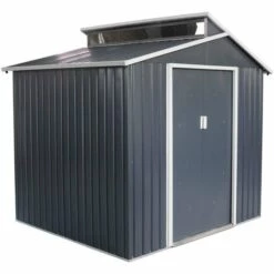 GARDIUN Abri De Jardin En Métal Chester - 4,25 M² Ext. 193x220x214 Cm Acier Galvanisé Gris Anthracite