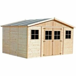 Garage Voiture En Bois Gardiun Vladimir - 13,24 M² Extérieur 320x418x188/246 Cm