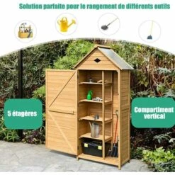 RELAX4LIFE Abri De Jardin En Bois De Sapin Avec Porte Verrouillable Et Toit En Tôle Galvanisée, Cabanon Jardin Extérieur Avec 5 Étagères Et Compartiment Pour Jardin Maison Cour, 80x45x177cm 9 RELAX4LIFE Abri De Jardin En Bois De Sapin Avec Porte Verrouillable Et Toit En Tôle Galvanisée, Cabanon Jardin Extérieur Avec 5 Étagères Et Compartiment Pour Jardin Maison Cour, 80x45x177cm -France Abri de jardin Soldes Boutique 66210672 3