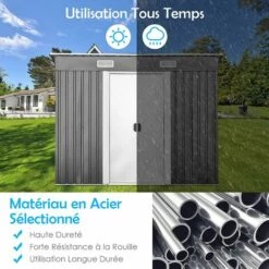 RELAX4LIFE 3,11㎡ Abri De Jardin En Acier Galvanisée 238 X131x181cm, Cabane De Jardin Des Outils En Tôle Galvanisée Avec 4 Bouches De Ventilation, 2 Portes Coulissantes Utilisation Extérieur 10 RELAX4LIFE 3,11㎡ Abri De Jardin En Acier Galvanisée 238 X131x181cm, Cabane De Jardin Des Outils En Tôle Galvanisée Avec 4 Bouches De Ventilation, 2 Portes Coulissantes Utilisation Extérieur -France Abri de jardin Soldes Boutique 66210774 4