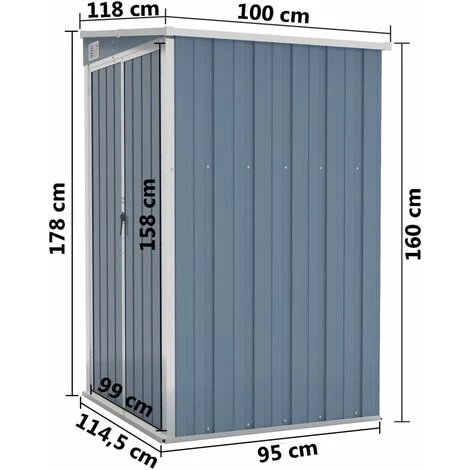 Abri De Jardin Mural Acier Galvanisé Gris 118x100x178 Cm VidaXL 5 Abri De Jardin Mural Acier Galvanisé Gris 118x100x178 Cm VidaXL – Image 3