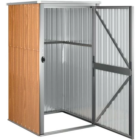 VidaXL Abri à Outils De Jardin Marron 88x89x161 Cm Acier Galvanisé - Brun 7 VidaXL Abri à Outils De Jardin Marron 88x89x161 Cm Acier Galvanisé - Brun – Image 5