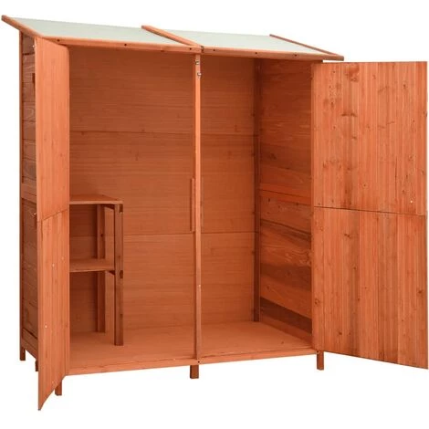 LES TENDANCES Abri à Outils De Jardin 135,5x75x160 Cm Bois De Sapin Massif 4 LES TENDANCES Abri à Outils De Jardin 135,5x75x160 Cm Bois De Sapin Massif – Image 2