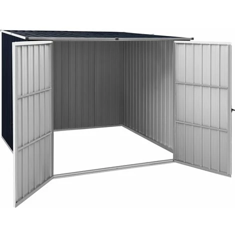 LES TENDANCES Abri De Jardin Anthracite 195x198x159 Cm Acier Galvanisé 5 LES TENDANCES Abri De Jardin Anthracite 195x198x159 Cm Acier Galvanisé – Image 3