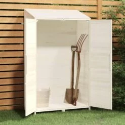TRUE DEAL Remise De Jardin Blanc 102x52x174,5 Cm Bois De Sapin Solide -France Abri de jardin Soldes Boutique 67293602 3