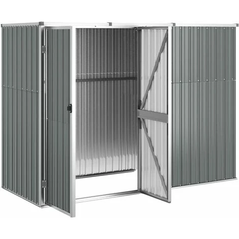 TRUE DEAL Abri à Outils De Jardin Gris 225x89x161 Cm Acier Galvanisé 5 TRUE DEAL Abri à Outils De Jardin Gris 225x89x161 Cm Acier Galvanisé – Image 3