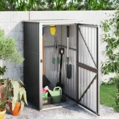 TRUE DEAL Abri à Outils De Jardin Anthracite 88x89x161 Cm Acier Galvanisé