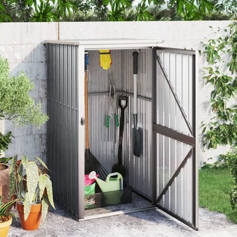 TRUE DEAL Abri à Outils De Jardin Gris 88x89x161 Cm Acier Galvanisé 3 TRUE DEAL Abri à Outils De Jardin Gris 88x89x161 Cm Acier Galvanisé