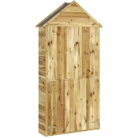TRUE DEAL Abri à Outils De Jardin 107x37x220 Cm Bois De Pin Imprégné 4 TRUE DEAL Abri à Outils De Jardin 107x37x220 Cm Bois De Pin Imprégné – Image 2