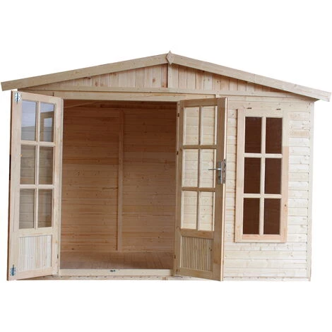 TIMBELA M334FB Cabane En Bois Avec Plancher, Avec Bardeaux Bitumineux Couleur VERT L332xP222xH232cm/6m2, Abri En Bois De Jardin Multifonctionnel, Bureau De Jardin En Bois Verrouillable, Atelier, Studio 5 TIMBELA M334FB Cabane En Bois Avec Plancher, Avec Bardeaux Bitumineux Couleur VERT L332xP222xH232cm/6m2, Abri En Bois De Jardin Multifonctionnel, Bureau De Jardin En Bois Verrouillable, Atelier, Studio – Image 3