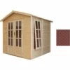 TIMBELA M351FB Cabane En Bois Avec Plancher, Avec Bardeaux Bitumineux Couleur ROUGE L233xP222xH233cm, Abri En Bois De Jardin Multifonctionnel, Bureau De Jardin En Bois Verrouillable, Atelier, Studio -France Abri de jardin Soldes Boutique 67378421 1