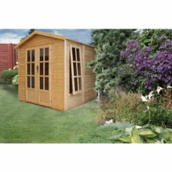 TIMBELA M351FB Cabane En Bois Avec Plancher, Avec Bardeaux Bitumineux Couleur ROUGE L233xP222xH233cm, Abri En Bois De Jardin Multifonctionnel, Bureau De Jardin En Bois Verrouillable, Atelier, Studio -France Abri de jardin Soldes Boutique 67378421 5