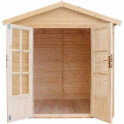 TIMBELA M351FB Cabane En Bois Avec Plancher, Avec Bardeaux Bitumineux Couleur MARRON L233xP222xH233cm, Abri En Bois De Jardin Multifonctionnel, Bureau De Jardin En Bois Verrouillable, Atelier, Studio -France Abri de jardin Soldes Boutique 67378423 4