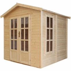 TIMBELA M351FB Cabane En Bois Avec Plancher, Avec Bardeaux Bitumineux Couleur VERT L233xP222xH233cm, Abri En Bois De Jardin Multifonctionnel, Bureau De Jardin En Bois Verrouillable, Atelier, Studio -France Abri de jardin Soldes Boutique 67378425 3