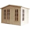 TIMBELA M334FB Cabane En Bois Avec Plancher, Avec Bardeaux Bitumineux Couleur ROUGE L332xP222xH232cm/6m2, Abri En Bois De Jardin Multifonctionnel, Bureau De Jardin En Bois Verrouillable, Atelier, Studio -France Abri de jardin Soldes Boutique 67378427 1