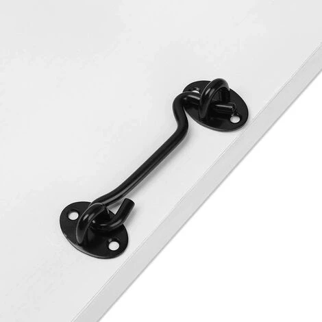 AOUGO 2 Pièces Crochet De Cabine Oeil Porte Loquet En Acier Inoxydable Avec Vis 3 Pouces Pour Les Portes De Garage De Porte De Hangar - Noir 4 AOUGO 2 Pièces Crochet De Cabine Oeil Porte Loquet En Acier Inoxydable Avec Vis 3 Pouces Pour Les Portes De Garage De Porte De Hangar - Noir – Image 2