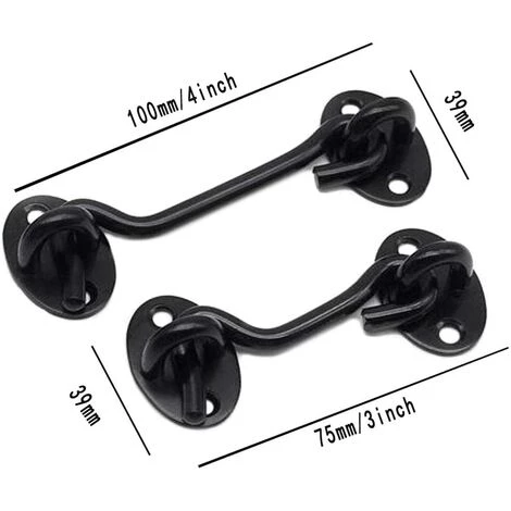 AOUGO 2 Pièces Crochet De Cabine Oeil Porte Loquet En Acier Inoxydable Avec Vis 3 Pouces Pour Les Portes De Garage De Porte De Hangar - Noir 6 AOUGO 2 Pièces Crochet De Cabine Oeil Porte Loquet En Acier Inoxydable Avec Vis 3 Pouces Pour Les Portes De Garage De Porte De Hangar - Noir – Image 4