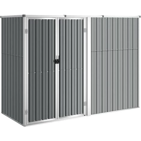 Abri à Outils De Jardin Gris 225x89x161 Cm Acier Galvanisé VidaXL - Gris 3 Abri à Outils De Jardin Gris 225x89x161 Cm Acier Galvanisé VidaXL - Gris
