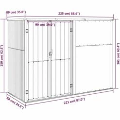 Abri à Outils De Jardin Gris 225x89x161 Cm Acier Galvanisé VidaXL - Gris 9 Abri à Outils De Jardin Gris 225x89x161 Cm Acier Galvanisé VidaXL - Gris -France Abri de jardin Soldes Boutique 67892160 3