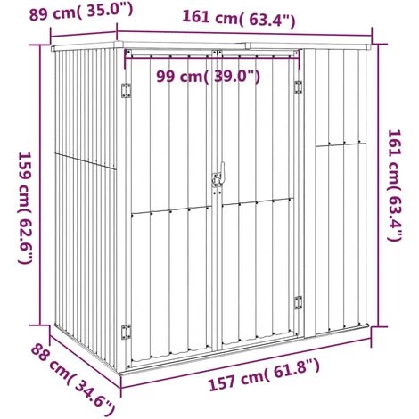 Abri à Outils De Jardin Vert 161x89x161 Cm Acier Galvanisé VidaXL - Vert 5 Abri à Outils De Jardin Vert 161x89x161 Cm Acier Galvanisé VidaXL - Vert – Image 3