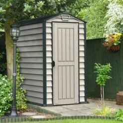 EZOOZA Duramax Evermore Abri De Jardin En Plastique 15,2 X 10,2 Cm, Marron Adobe Et Gris, Ignifuge Et Résistant Aux Intempéries, Avec Sol En Plastique, Structure Solide Et Abri En Vinyle Sans Entretien - Grigio/Grigio Scuro -France Abri de jardin Soldes Boutique 68258561 3