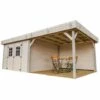 Habrita Abri En Madriers Massifs - Toit Plat - Avec Terrasse 1 Habrita Abri En Madriers Massifs - Toit Plat - Avec Terrasse -France Abri de jardin Soldes Boutique 7009855 1