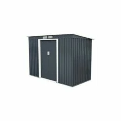 GARDIUN Abri De Jardin En Métal Reading - 3,16 M² Ext. 121x261x176 Cm Acier Galvanisé Gris Anthracite