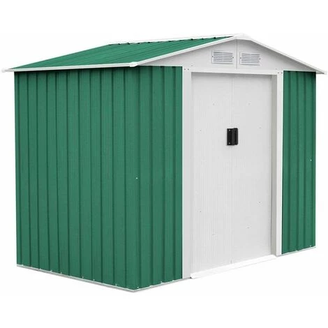 GARDIUN Abri De Jardin En Métal Glasgow - 6,3 M² Ext. 241x261x198 Cm Acier Galvanisé Vert 3 GARDIUN Abri De Jardin En Métal Glasgow - 6,3 M² Ext. 241x261x198 Cm Acier Galvanisé Vert