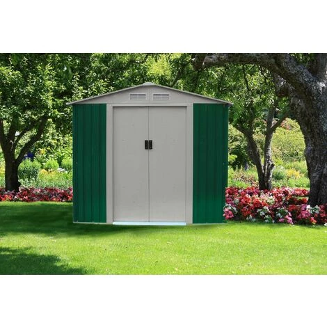 GARDIUN Abri De Jardin En Métal Glasgow - 6,3 M² Ext. 241x261x198 Cm Acier Galvanisé Vert 4 GARDIUN Abri De Jardin En Métal Glasgow - 6,3 M² Ext. 241x261x198 Cm Acier Galvanisé Vert – Image 2
