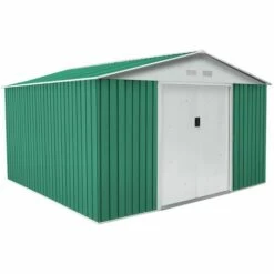 GARDIUN Abri De Jardin En Métal Coventry - 9,66 M² Ext. 301x321x205 Cm Acier Galvanisé Vert