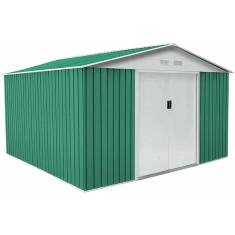 GARDIUN Abri De Jardin En Métal Coventry - 9,66 M² Ext. 301x321x205 Cm Acier Galvanisé Vert 3 GARDIUN Abri De Jardin En Métal Coventry - 9,66 M² Ext. 301x321x205 Cm Acier Galvanisé Vert