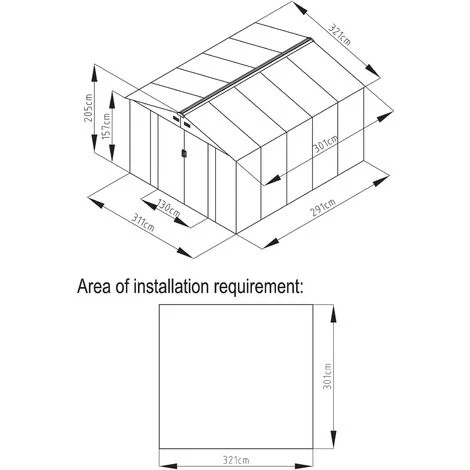 GARDIUN Abri De Jardin En Métal Coventry - 9,66 M² Ext. 301x321x205 Cm Acier Galvanisé Vert 6 GARDIUN Abri De Jardin En Métal Coventry - 9,66 M² Ext. 301x321x205 Cm Acier Galvanisé Vert – Image 4