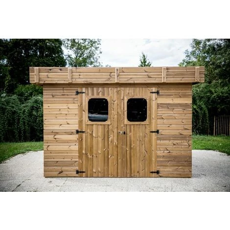 Habrita Abri THIZY Madriers Sans Plancher, Toit Plat Bac Acier 11,53 M² 5 Habrita Abri THIZY Madriers Sans Plancher, Toit Plat Bac Acier 11,53 M² – Image 3