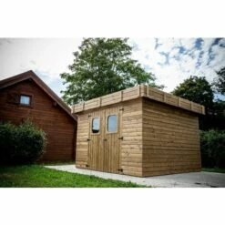 Habrita Abri THIZY Madriers Sans Plancher, Toit Plat Bac Acier 11,53 M² 10 Habrita Abri THIZY Madriers Sans Plancher, Toit Plat Bac Acier 11,53 M² -France Abri de jardin Soldes Boutique 8338816 4