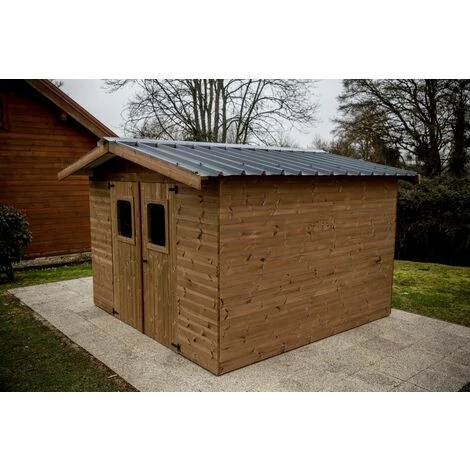 Habrita Abri THIERS Madriers - 11,97 M² Sans Plancher - Toit Double Pente Bac Acier 3 Habrita Abri THIERS Madriers - 11,97 M² Sans Plancher - Toit Double Pente Bac Acier