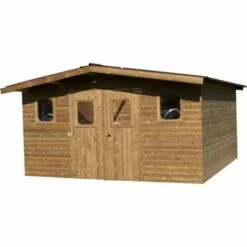 Habrita Abri THERMABRI Madriers Sans Plancher, Toit Double Pente 15,14 M²