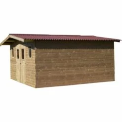 Habrita Abri THERMABRI Madriers Sans Plancher, Toit Double Pente 24,33 M²