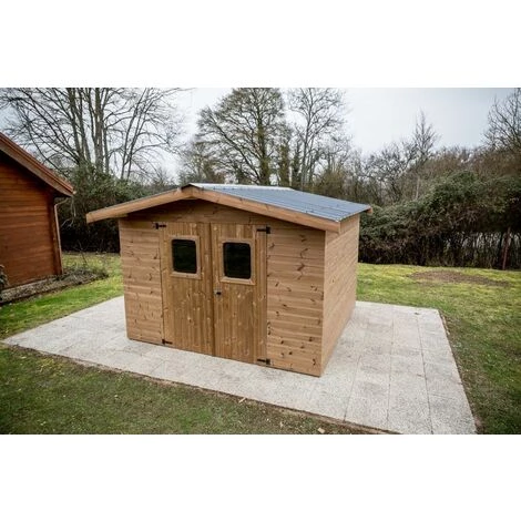 Habrita Abri THERMABRI Madriers - 12,31 M² Sans Plancher - Toit Double Pente Bac Acier 4 Habrita Abri THERMABRI Madriers - 12,31 M² Sans Plancher - Toit Double Pente Bac Acier – Image 2