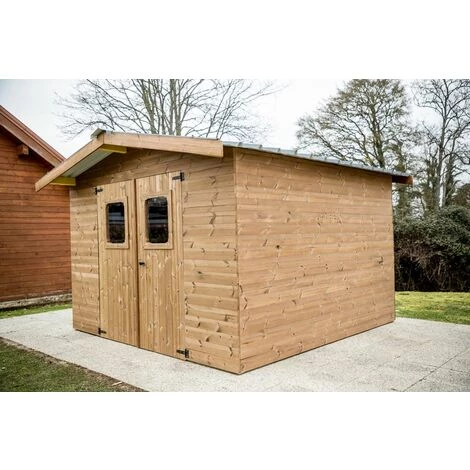 Habrita Abri THERMABRI Madriers - 12,31 M² Sans Plancher - Toit Double Pente Bac Acier 5 Habrita Abri THERMABRI Madriers - 12,31 M² Sans Plancher - Toit Double Pente Bac Acier – Image 3