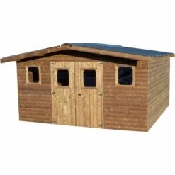 Habrita Abri THERMABRI Madriers - 19,69 M² Sans Plancher - Toit Double Pente Bac Acier