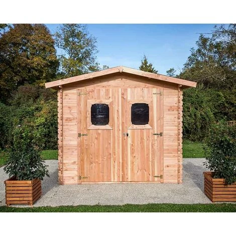 Habrita Abri DOMMAR Madriers Douglas 28 Mm - 6,33 M² - Sans Plancher - Toit Double Pente 4 Habrita Abri DOMMAR Madriers Douglas 28 Mm - 6,33 M² - Sans Plancher - Toit Double Pente – Image 2